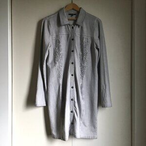 Yest Cotton Crochet Lace Long Button Down Tie Up back European Sweater